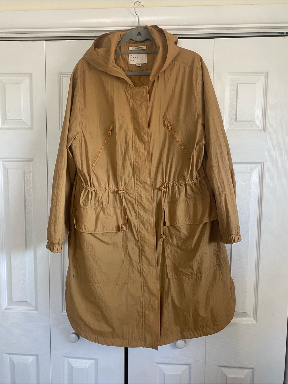 a new day Hooded Trench Coat in Camel Brown